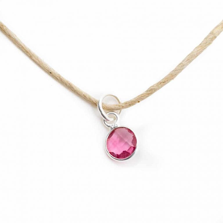 Edelsteen hanger voor ketting geboortesteen oktober roze toermalijn - Mindfulshop - zilver
