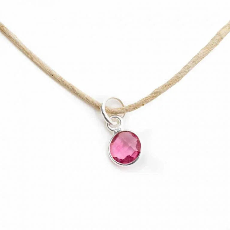 Edelsteen hanger voor ketting geboortesteen oktober roze toermalijn - Mindfulshop - zilver