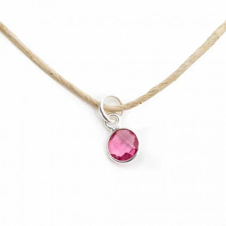 Edelsteen hanger voor ketting geboortesteen oktober roze toermalijn - Mindfulshop - zilver