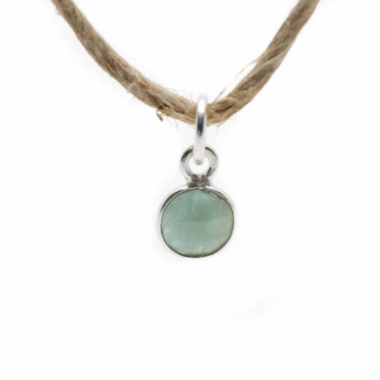 Edelsteen hanger voor ketting geboortesteen maart aquamarijn - Mindfulshop - zilver