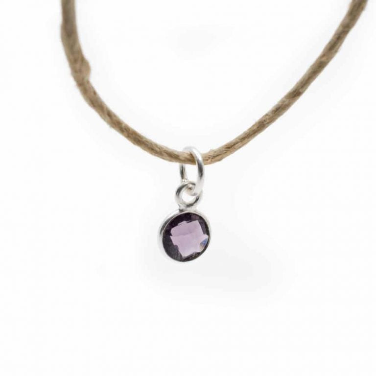 Edelsteen hanger voor ketting geboortesteen februari amethist - Mindfulshop - zilver