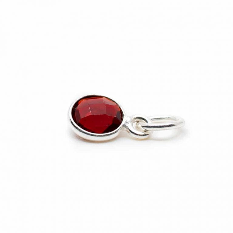 Edelsteen hanger voor ketting geboortesteen januari granaat - Mindfulshop - zilver
