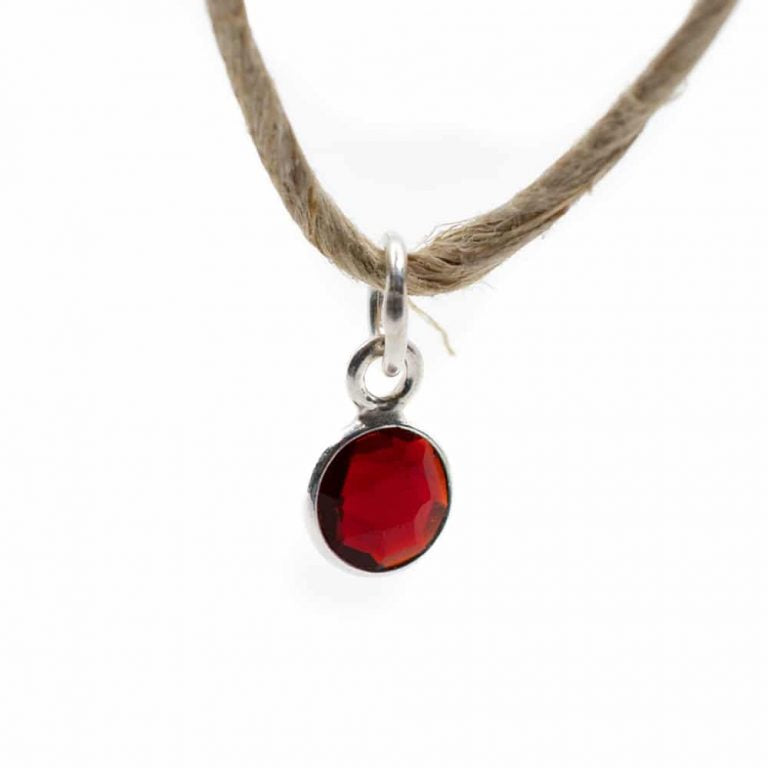 Edelsteen hanger voor ketting geboortesteen januari granaat - Mindfulshop - zilver
