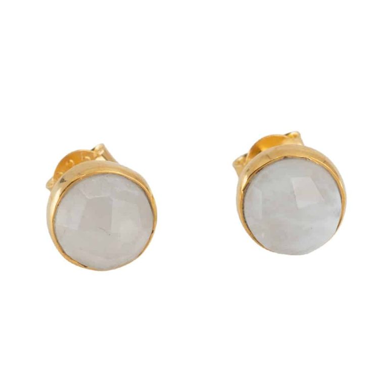 Studs oorbellen geboortesteen juni maansteen facet - goud