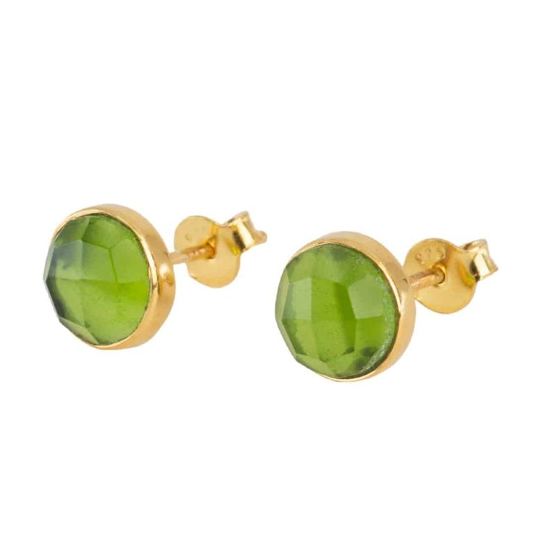 Studs oorbellen geboortesteen augustus peridoot facet - goud