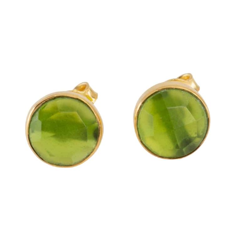 Studs oorbellen geboortesteen augustus peridoot facet - goud