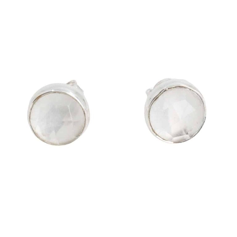 Studs oorbellen geboortesteen april ruwe herkimer facet - Mindfulshop - zilver