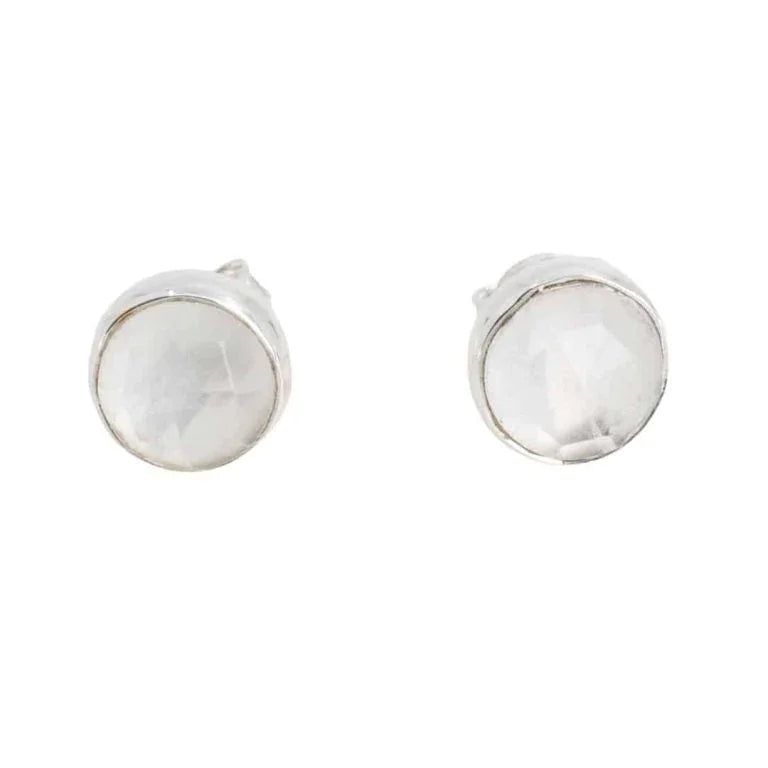 Studs oorbellen geboortesteen april ruwe herkimer facet - Mindfulshop - zilver