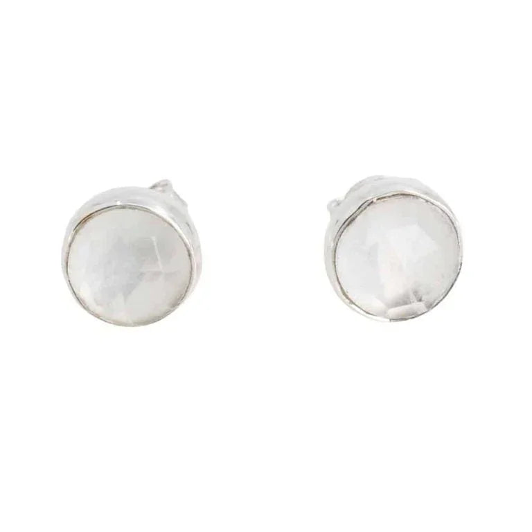 Studs oorbellen geboortesteen april ruwe herkimer facet - Mindfulshop - zilver