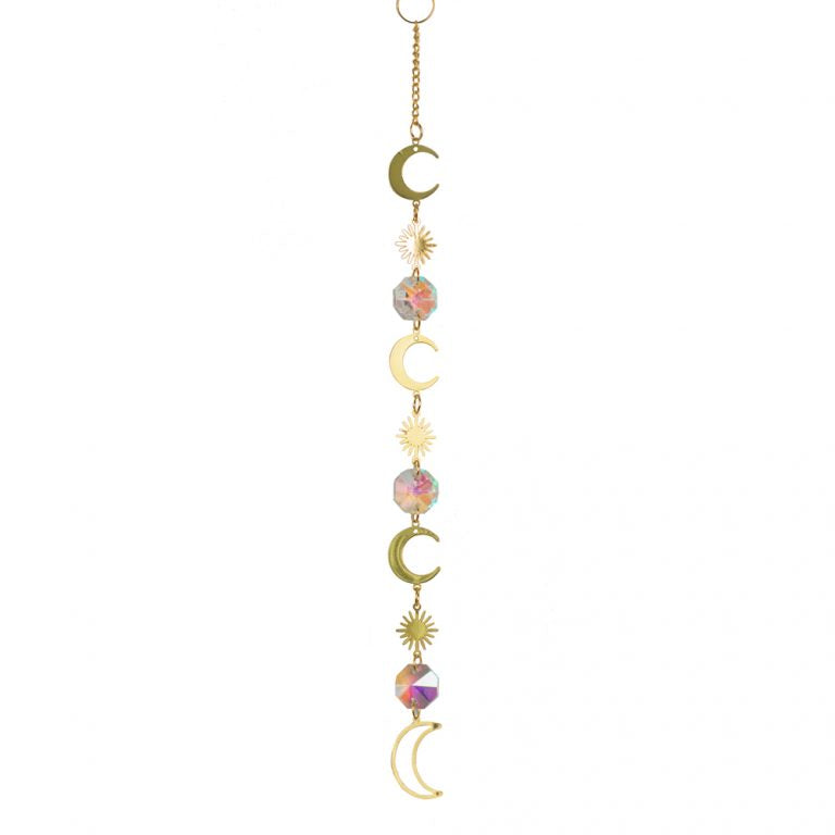 Regenboogkristal feng shui triple zon en maan - Mindfulshop - goud