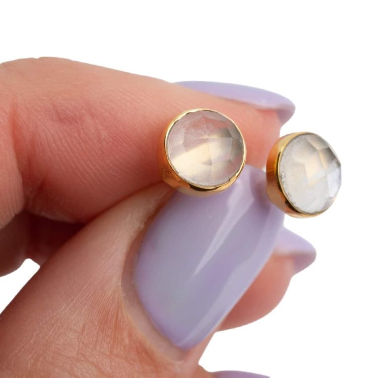 Studs oorbellen geboortesteen april herkimer diamant facet - goud