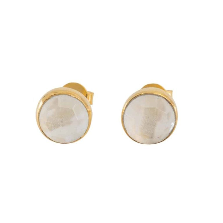 Studs oorbellen geboortesteen april herkimer diamant facet - goud
