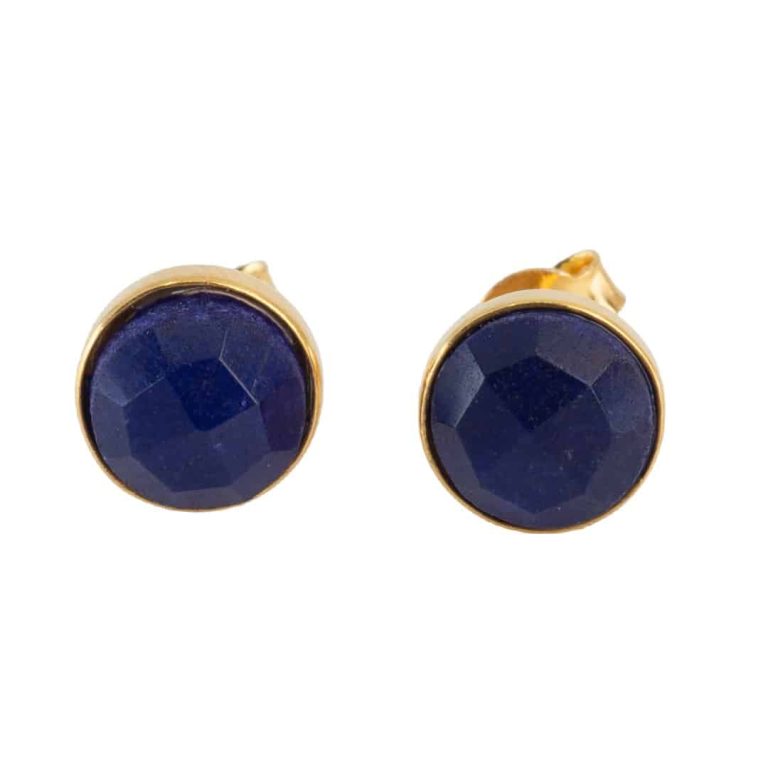 Studs oorbellen geboortesteen september saffier facet - Mindfulshop - goud