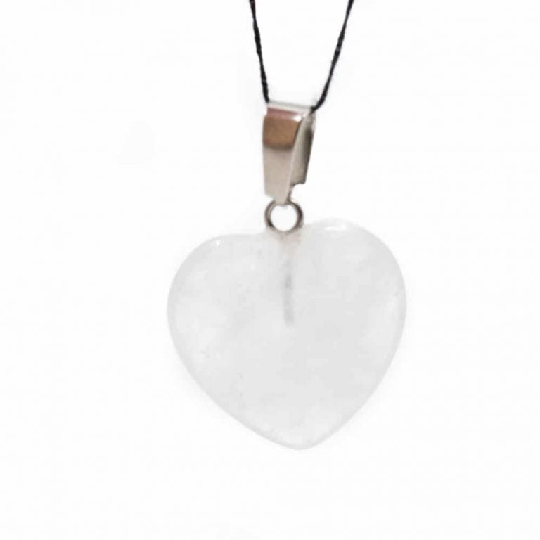 Edelsteen hanger voor ketting bergkristal edelsteenhartvorm - Mindfulshop - wit
