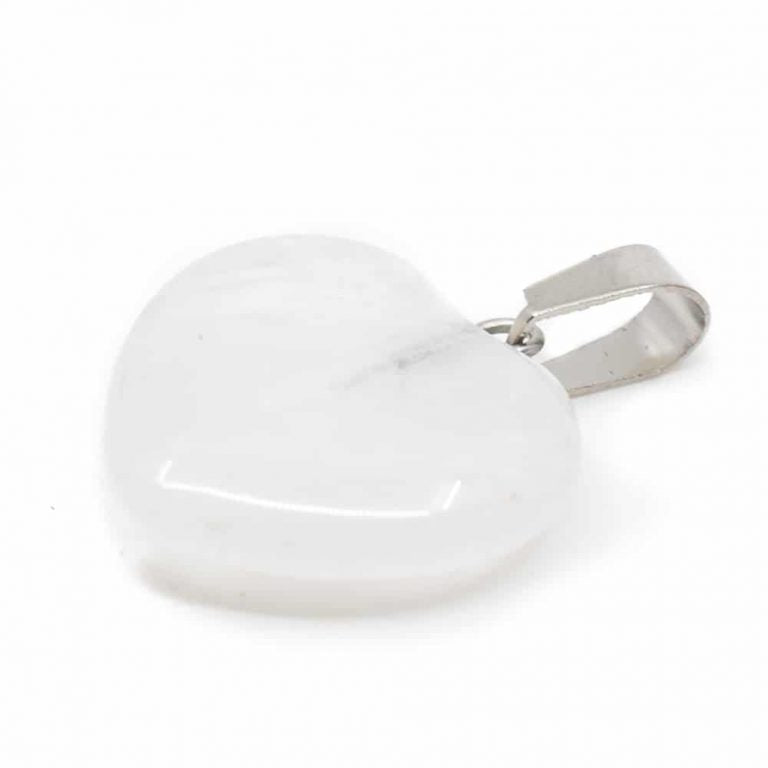 Edelsteen hanger voor ketting bergkristal edelsteenhartvorm - Mindfulshop - wit