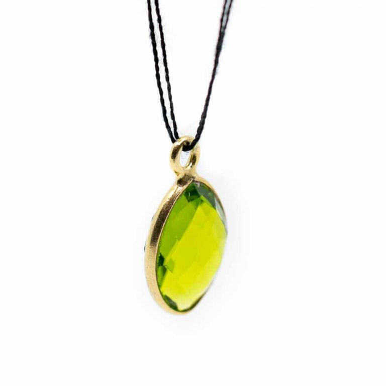Edelsteen hanger voor ketting geboortesteen augustus peridoot druppel - Mindfulshop - goud