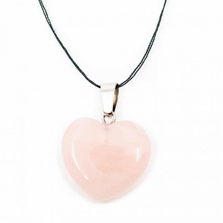 Edelsteen hanger voor ketting rozenkwarts edelsteenhartvorm - Mindfulshop - roze
