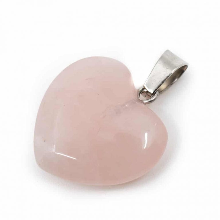 Edelsteen hanger voor ketting rozenkwarts edelsteenhartvorm - Mindfulshop - roze