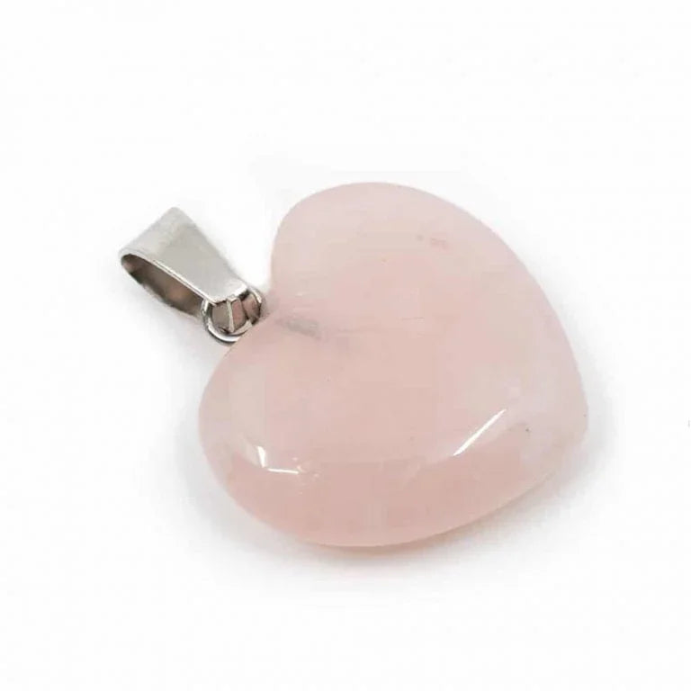 Edelsteen hanger voor ketting rozenkwarts edelsteenhartvorm - Mindfulshop - roze