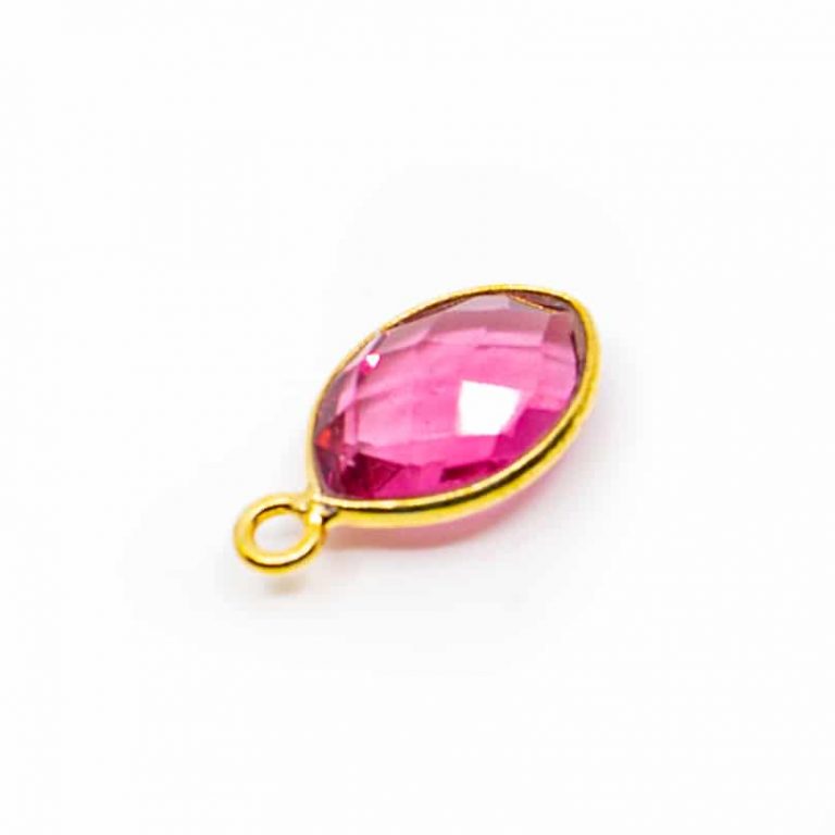 Edelsteen hanger voor ketting geboortesteen oktober roze toermalijn druppel - Mindfulshop - goud
