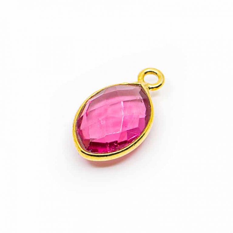Edelsteen hanger voor ketting geboortesteen oktober roze toermalijn druppel - Mindfulshop - goud