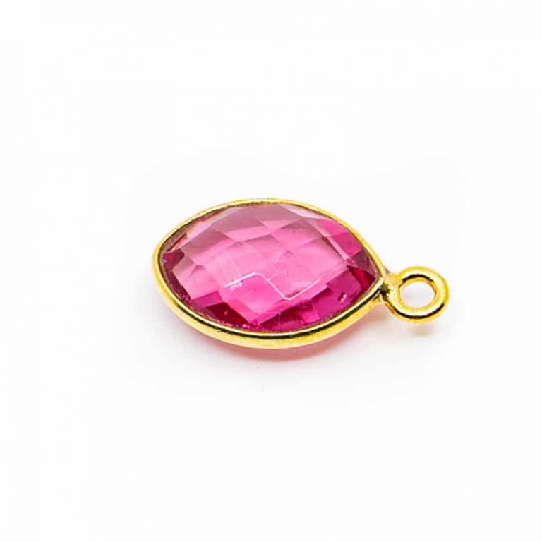 Edelsteen hanger voor ketting geboortesteen oktober roze toermalijn druppel - Mindfulshop - goud