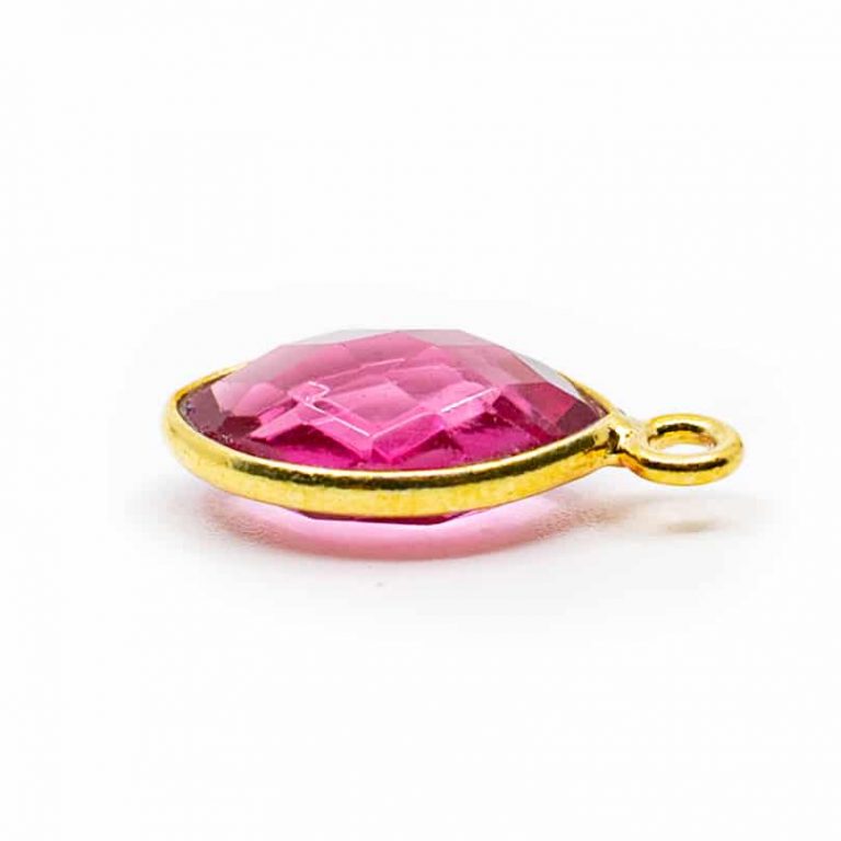 Edelsteen hanger voor ketting geboortesteen oktober roze toermalijn druppel - Mindfulshop - goud