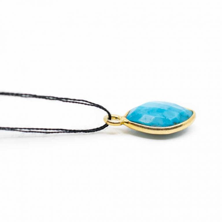 Edelsteen hanger voor ketting geboortesteen december turkoois druppel - Mindfulshop - goud