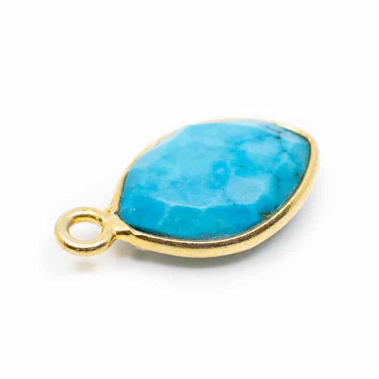 Edelsteen hanger voor ketting geboortesteen december turkoois druppel - Mindfulshop - goud