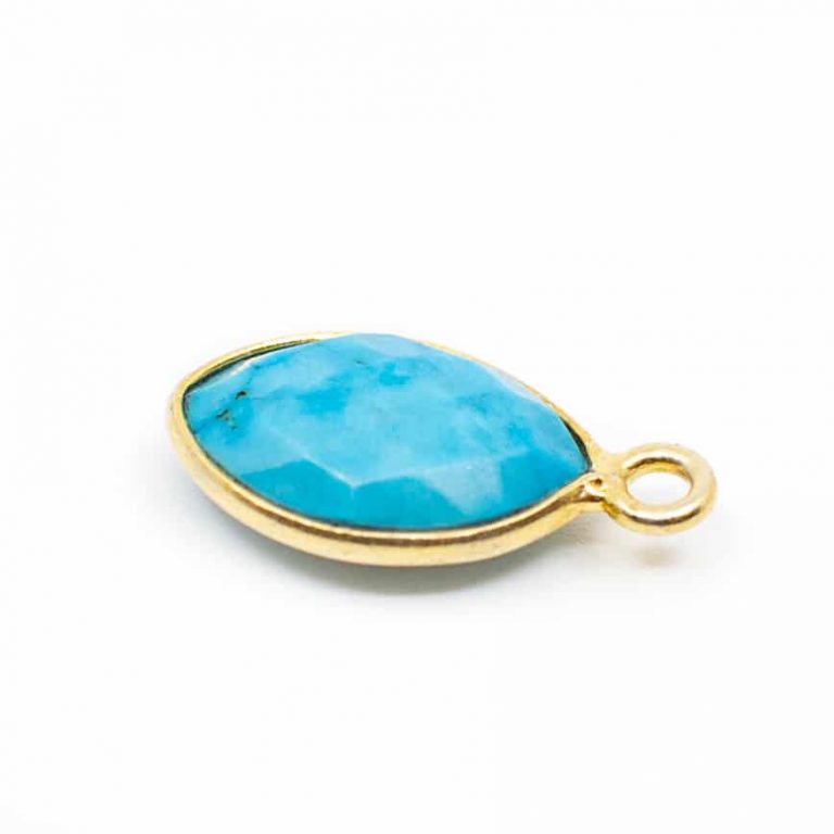 Edelsteen hanger voor ketting geboortesteen december turkoois druppel - Mindfulshop - goud
