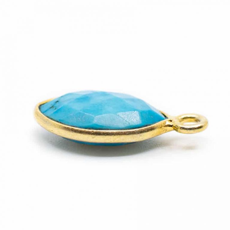 Edelsteen hanger voor ketting geboortesteen december turkoois druppel - Mindfulshop - goud