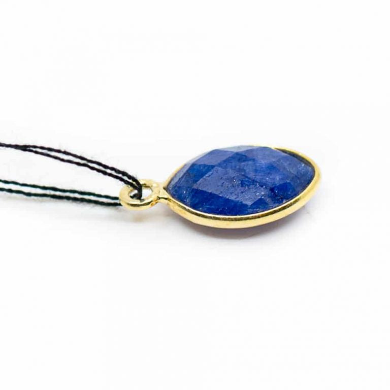 Edelsteen hanger voor ketting geboortesteen september saffier druppel - Mindfulshop - goud