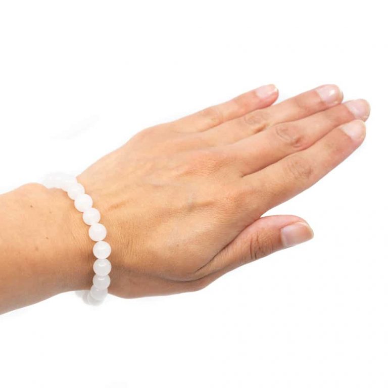 Edelsteen armband witte jade 8mm - Mindfulshop - wit