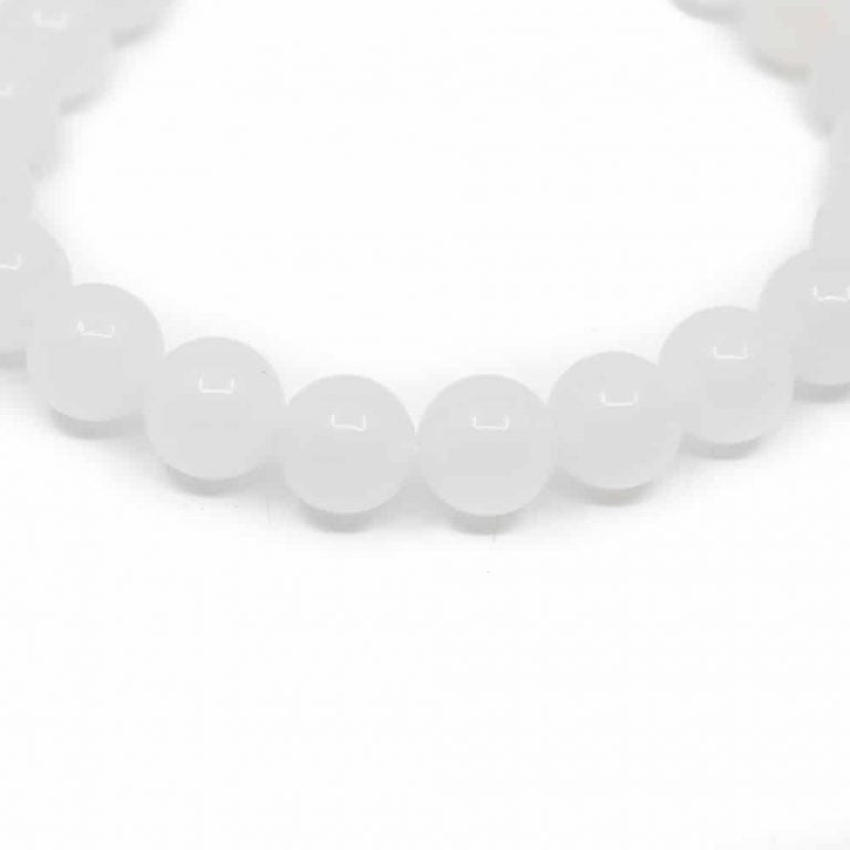 Edelsteen armband witte jade 8mm - Mindfulshop - wit