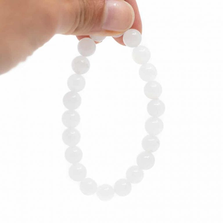 Edelsteen armband witte jade 8mm - Mindfulshop - wit