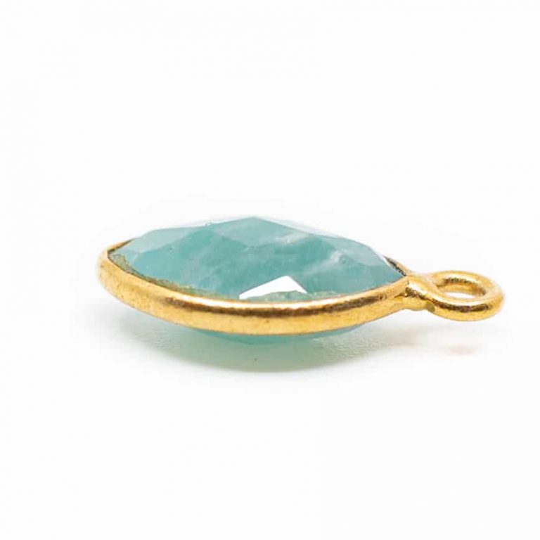 Edelsteen hanger voor ketting geboortesteen maart aquamarijn druppel - Mindfulshop - goud