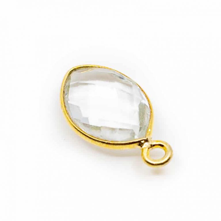 Edelsteen hanger voor ketting geboortesteen april bergkristal druppel - Mindfulshop - goud