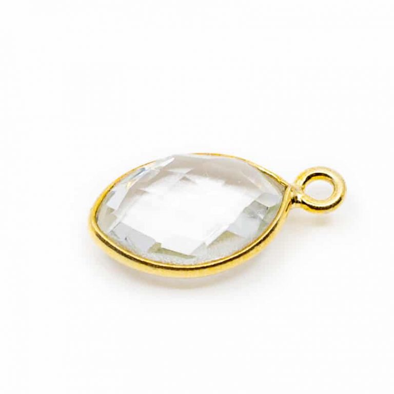 Edelsteen hanger voor ketting geboortesteen april bergkristal druppel - Mindfulshop - goud