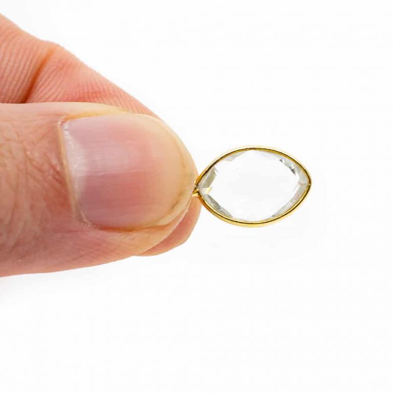 Edelsteen hanger voor ketting geboortesteen april bergkristal druppel - Mindfulshop - goud