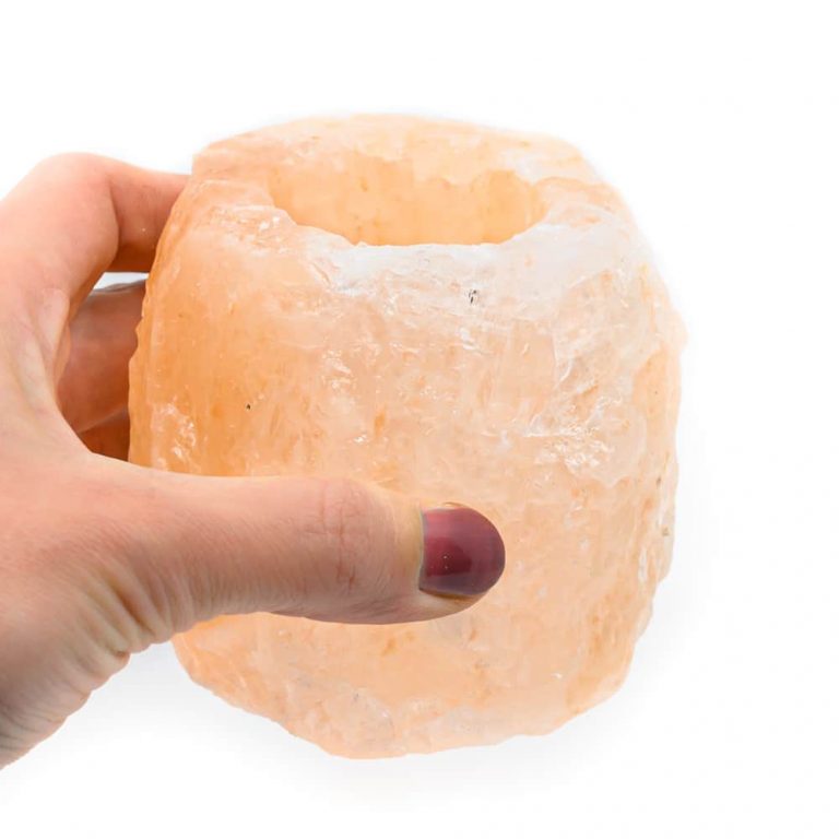 Waxinelichthouder zoutsteen oranje - 400-700 gr - Mindfulshop - oranje