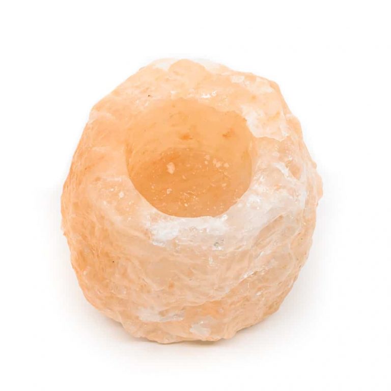 Waxinelichthouder zoutsteen oranje - 400-700 gr - Mindfulshop - oranje