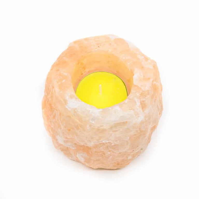 Waxinelichthouder zoutsteen oranje - 400-700 gr - Mindfulshop - oranje