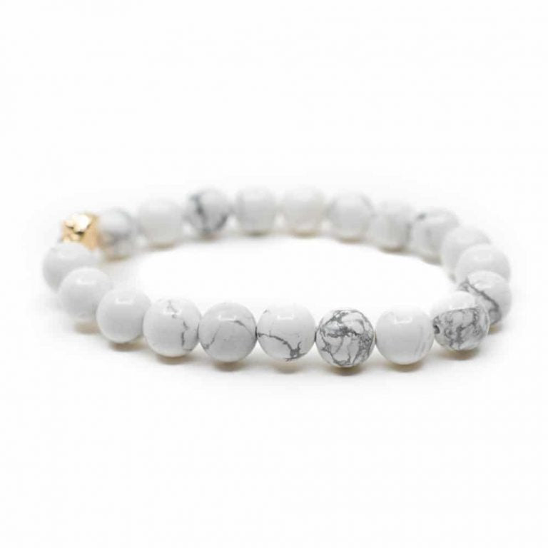 Edelsteen armband howliet met leeuw - Mindfulshop - wit