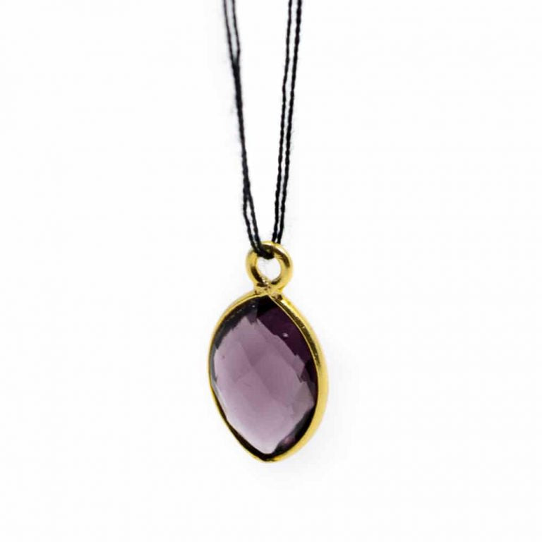 Edelsteen hanger voor ketting geboortesteen februari amethist druppel - Mindfulshop - goud