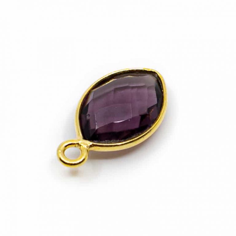 Edelsteen hanger voor ketting geboortesteen februari amethist druppel - Mindfulshop - goud