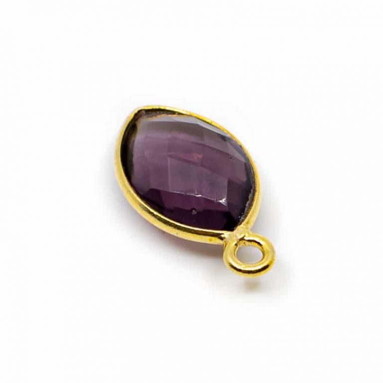 Edelsteen hanger voor ketting geboortesteen februari amethist druppel - Mindfulshop - goud