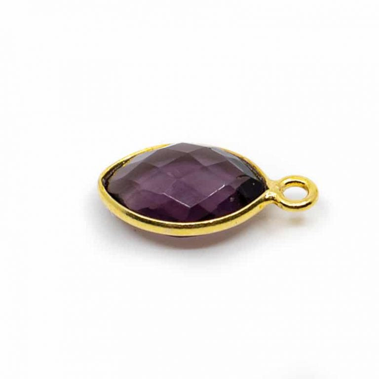 Edelsteen hanger voor ketting geboortesteen februari amethist druppel - Mindfulshop - goud