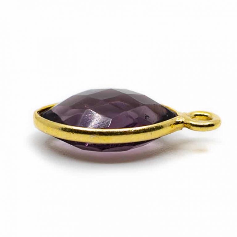 Edelsteen hanger voor ketting geboortesteen februari amethist druppel - Mindfulshop - goud