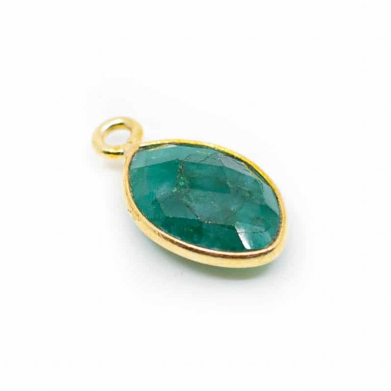 Edelsteen hanger voor ketting geboortesteen mei smaragd druppel - Mindfulshop - goud
