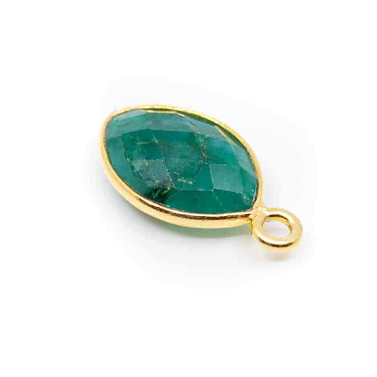 Edelsteen hanger voor ketting geboortesteen mei smaragd druppel - Mindfulshop - goud